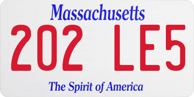 MA license plate 202LE5