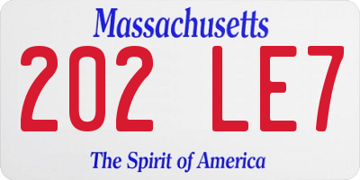 MA license plate 202LE7