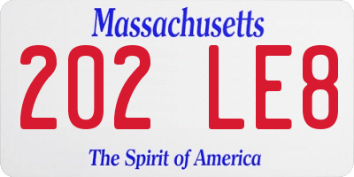 MA license plate 202LE8