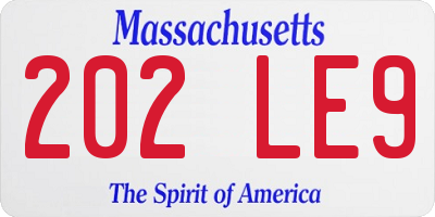 MA license plate 202LE9