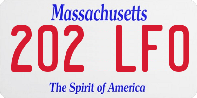 MA license plate 202LF0