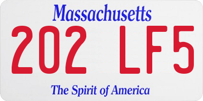 MA license plate 202LF5