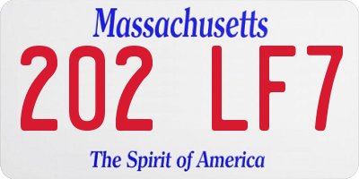 MA license plate 202LF7