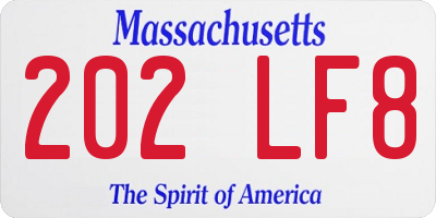 MA license plate 202LF8