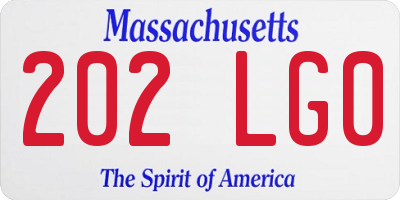 MA license plate 202LG0