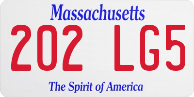 MA license plate 202LG5