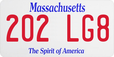 MA license plate 202LG8