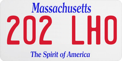 MA license plate 202LH0