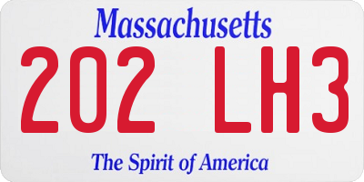 MA license plate 202LH3