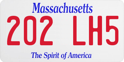 MA license plate 202LH5
