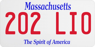 MA license plate 202LI0