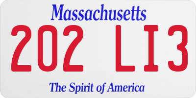 MA license plate 202LI3