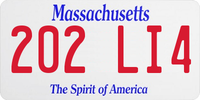 MA license plate 202LI4