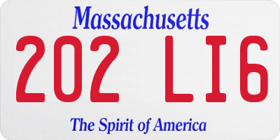 MA license plate 202LI6