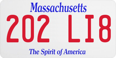MA license plate 202LI8