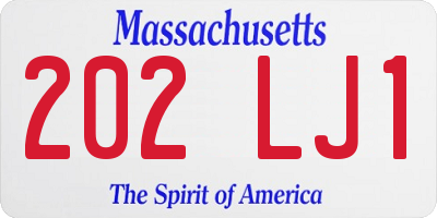 MA license plate 202LJ1
