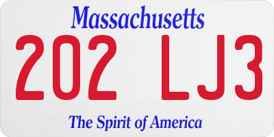 MA license plate 202LJ3