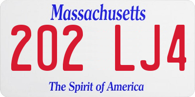 MA license plate 202LJ4