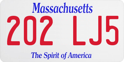 MA license plate 202LJ5