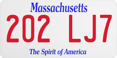 MA license plate 202LJ7