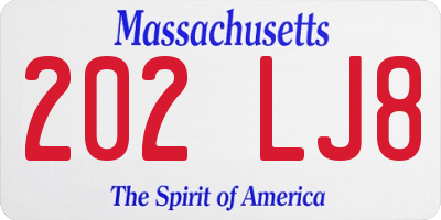 MA license plate 202LJ8