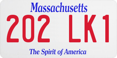 MA license plate 202LK1