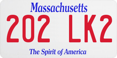 MA license plate 202LK2