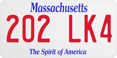 MA license plate 202LK4