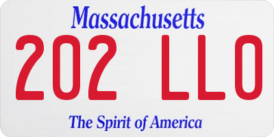 MA license plate 202LL0