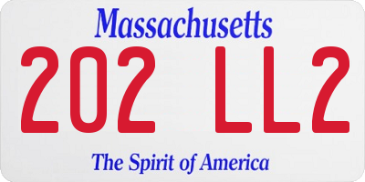 MA license plate 202LL2