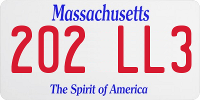MA license plate 202LL3