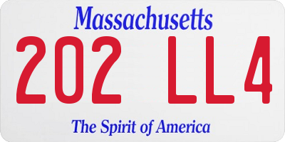 MA license plate 202LL4
