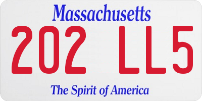 MA license plate 202LL5
