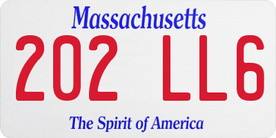 MA license plate 202LL6