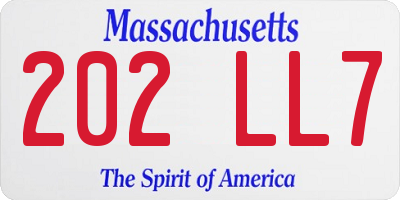 MA license plate 202LL7