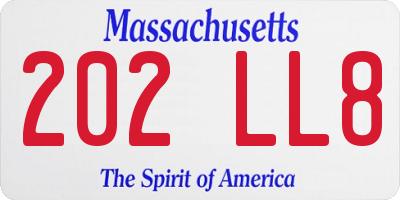 MA license plate 202LL8