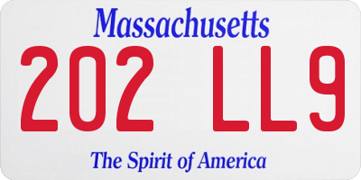 MA license plate 202LL9