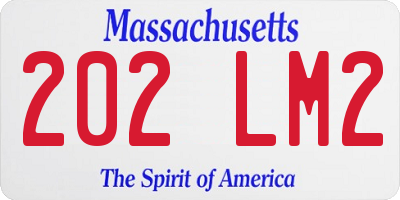 MA license plate 202LM2