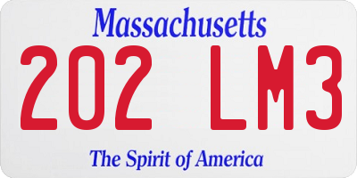 MA license plate 202LM3