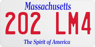 MA license plate 202LM4