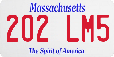 MA license plate 202LM5