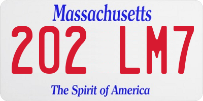 MA license plate 202LM7