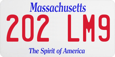 MA license plate 202LM9