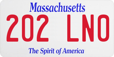 MA license plate 202LN0