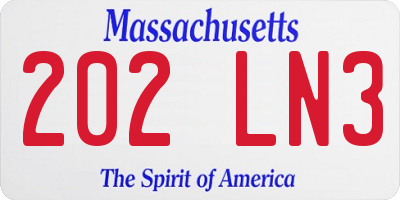 MA license plate 202LN3