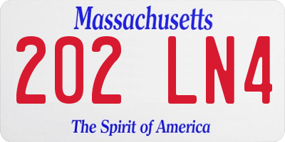 MA license plate 202LN4