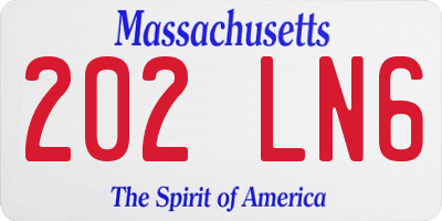 MA license plate 202LN6