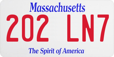 MA license plate 202LN7