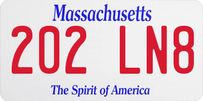 MA license plate 202LN8