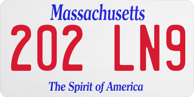 MA license plate 202LN9